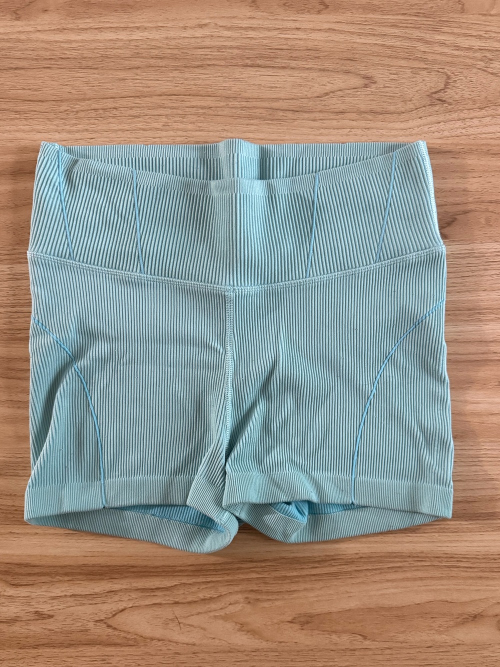 Aerie Light Blue Ribbed High-Waist Active Shorts